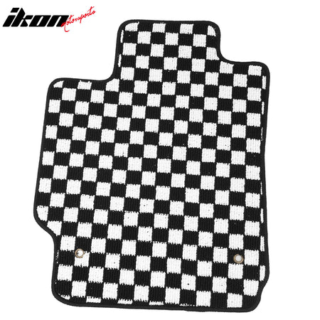 Fits 07-11 Toyota Camry Anti-slip Floor Mats Checkered Carpets Black White Plaid