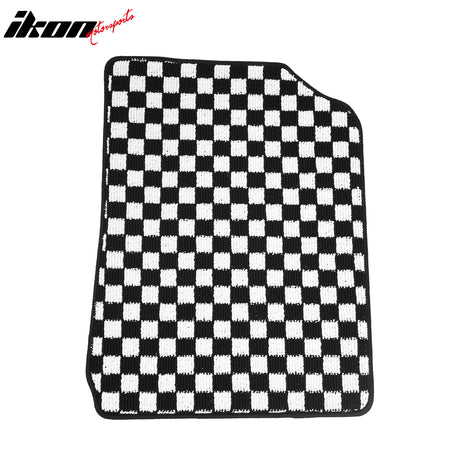 Fits 07-11 Toyota Camry Anti-slip Floor Mats Checkered Carpets Black White Plaid