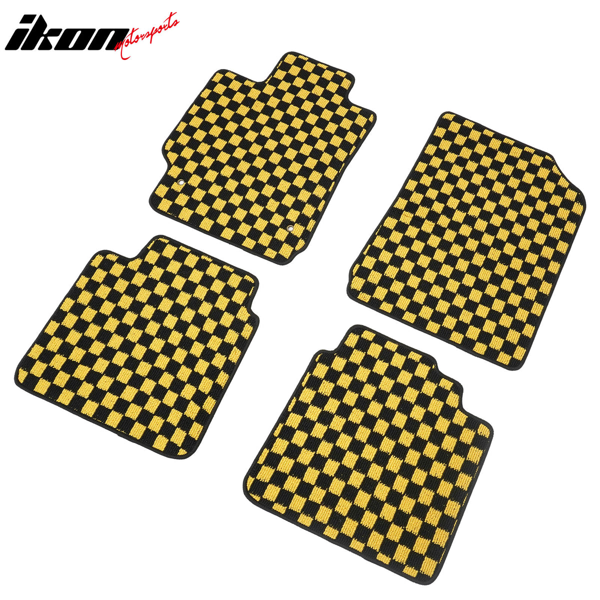 Fits 07-11 Toyota Camry Anti-slip Floor Mats Checkered Carpet Black Yellow Plaid