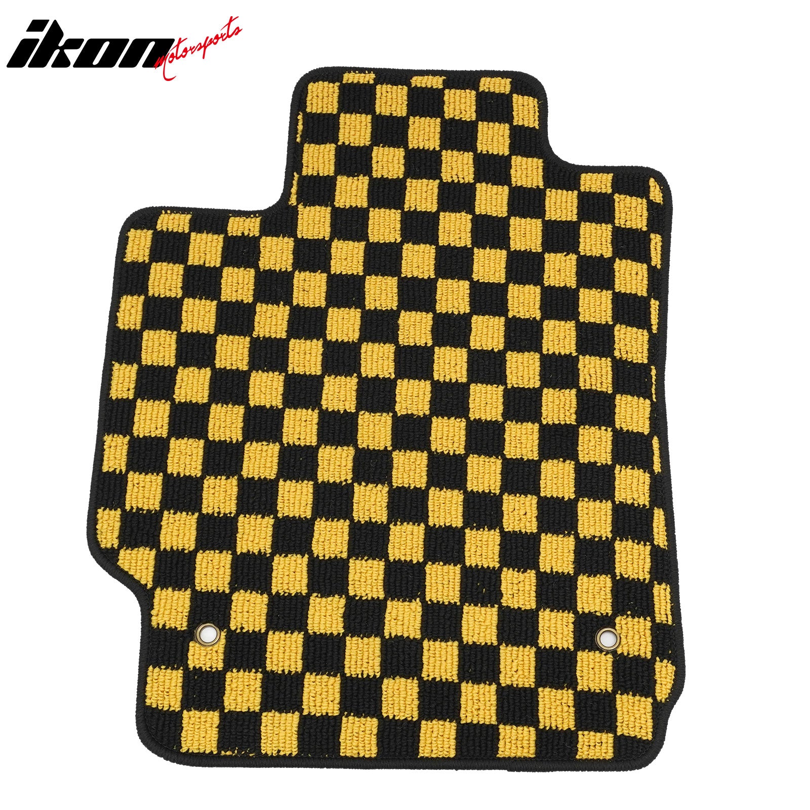Fits 07-11 Toyota Camry Anti-slip Floor Mats Checkered Carpet Black Yellow Plaid