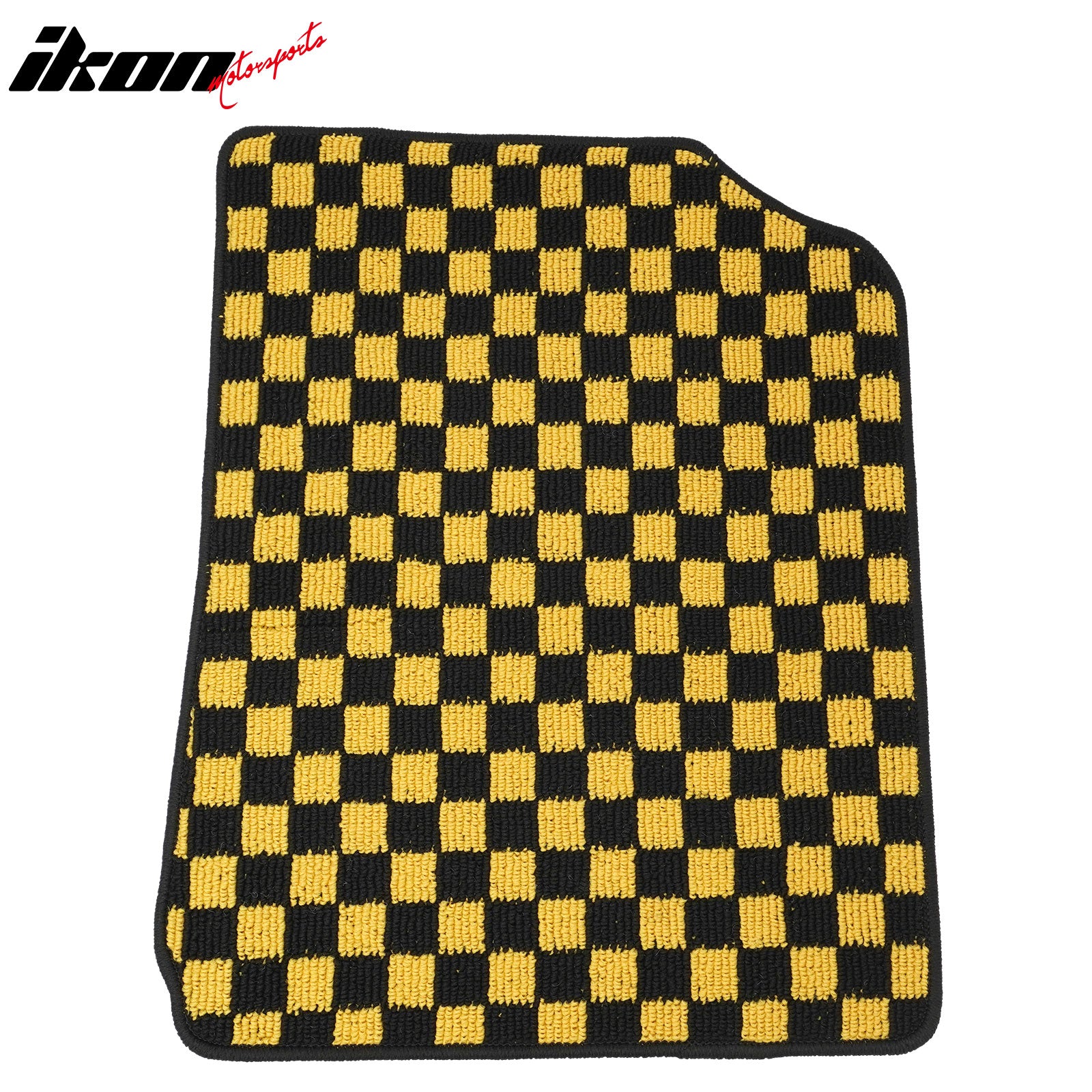 Fits 07-11 Toyota Camry Anti-slip Floor Mats Checkered Carpet Black Yellow Plaid