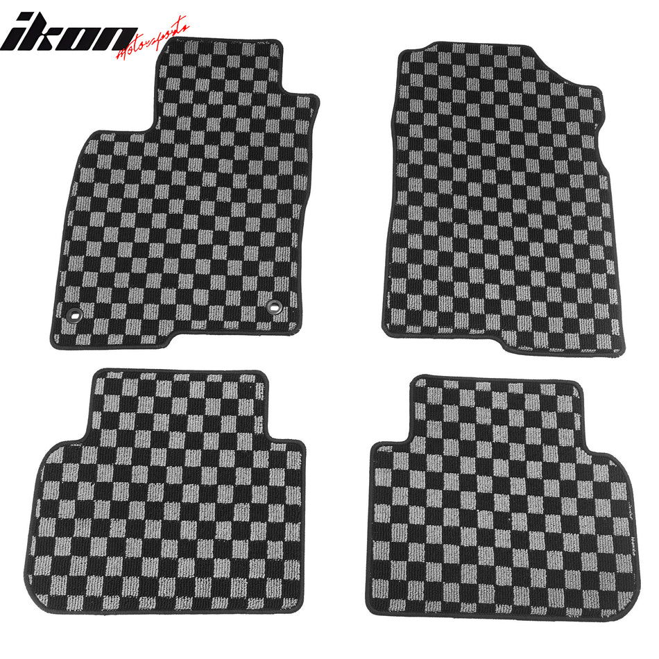 2022-2026 Honda Civic & 2023-2026 Acura Integra Floor Mats Carpet Black Gray Plaid Polypropylene