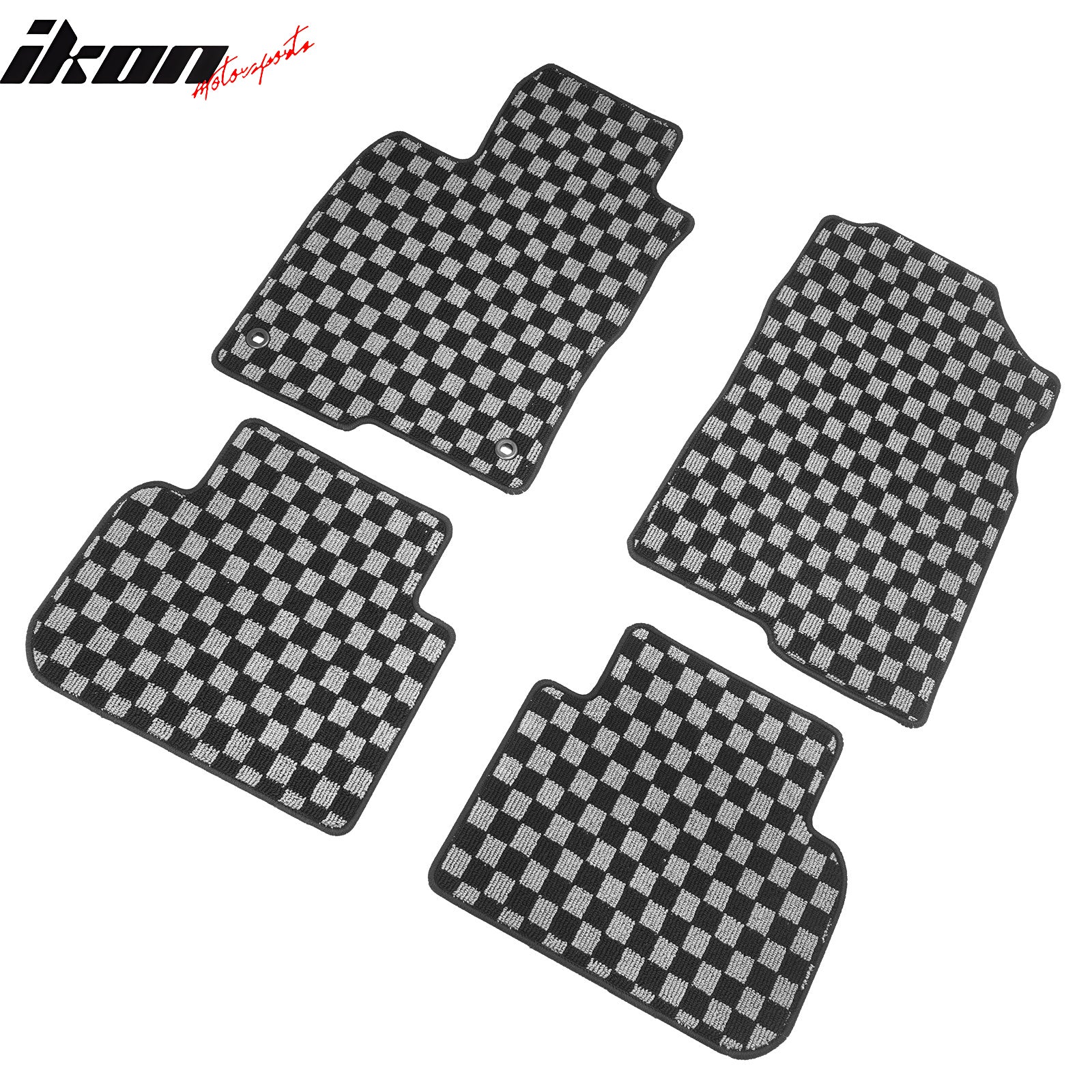 Fits 22-26 Honda Civic & Integra Floor Mats Carpets Checkered Black Gray Plaid