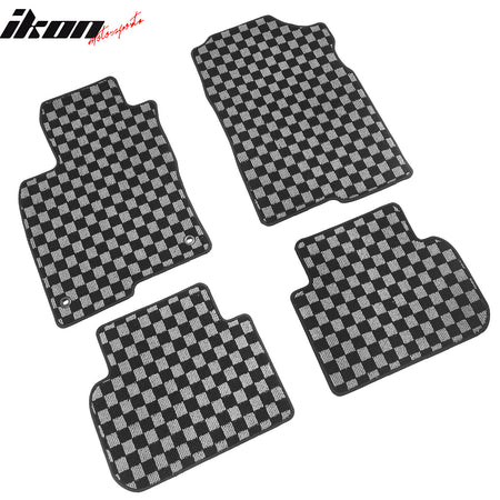 Fits 22-26 Honda Civic & Integra Floor Mats Carpets Checkered Black Gray Plaid