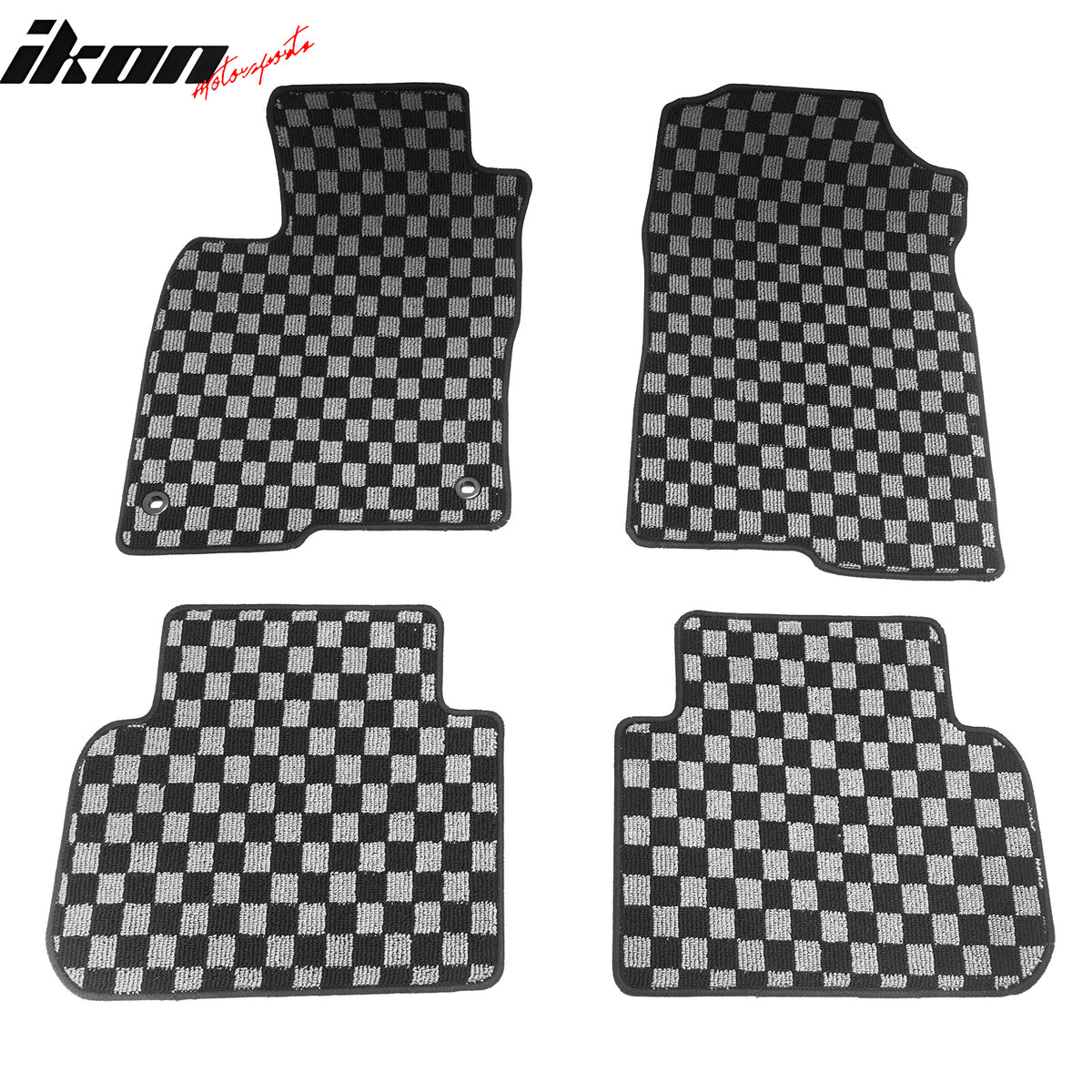 Fits 22-26 Honda Civic & Integra Floor Mats Carpets Checkered Black Gray Plaid