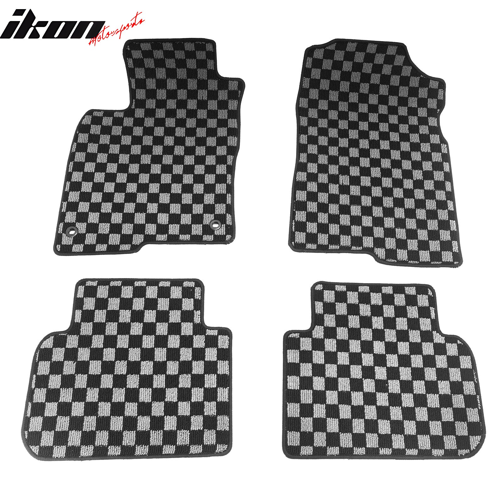 Fits 22-26 Honda Civic & Integra Floor Mats Carpets Checkered Black Gray Plaid