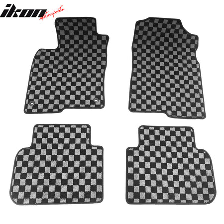 Fits 22-26 Honda Civic & Integra Floor Mats Carpets Checkered Black Gray Plaid