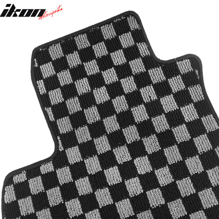 Fits 22-26 Honda Civic & Integra Floor Mats Carpets Checkered Black Gray Plaid