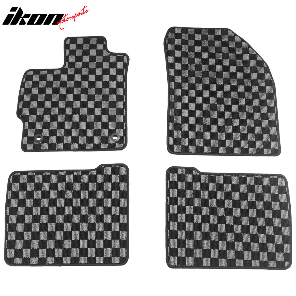 2012-2015 Toyota Prius Plug-In Floor Mats Carpet Black Gray Plaid Polypropylene
