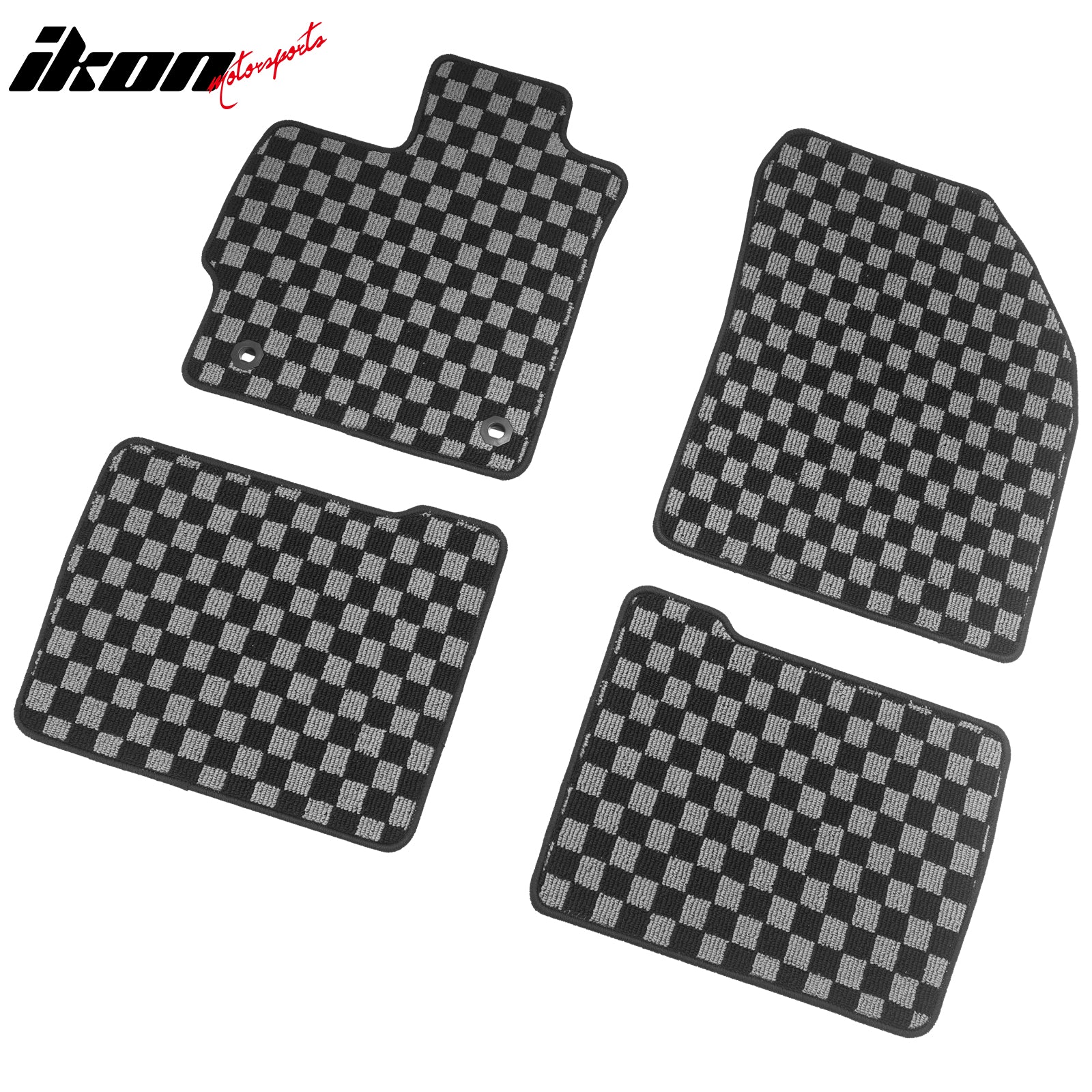 Fits 12-15 Toyota Prius Floor Mats Non-Slip Carpets Checkered Black Gray Plaid