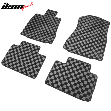 Fits 14-25 Lexus IS300 IS350 RWD Floor Mats Carpets Checkered Black Gray Plaid