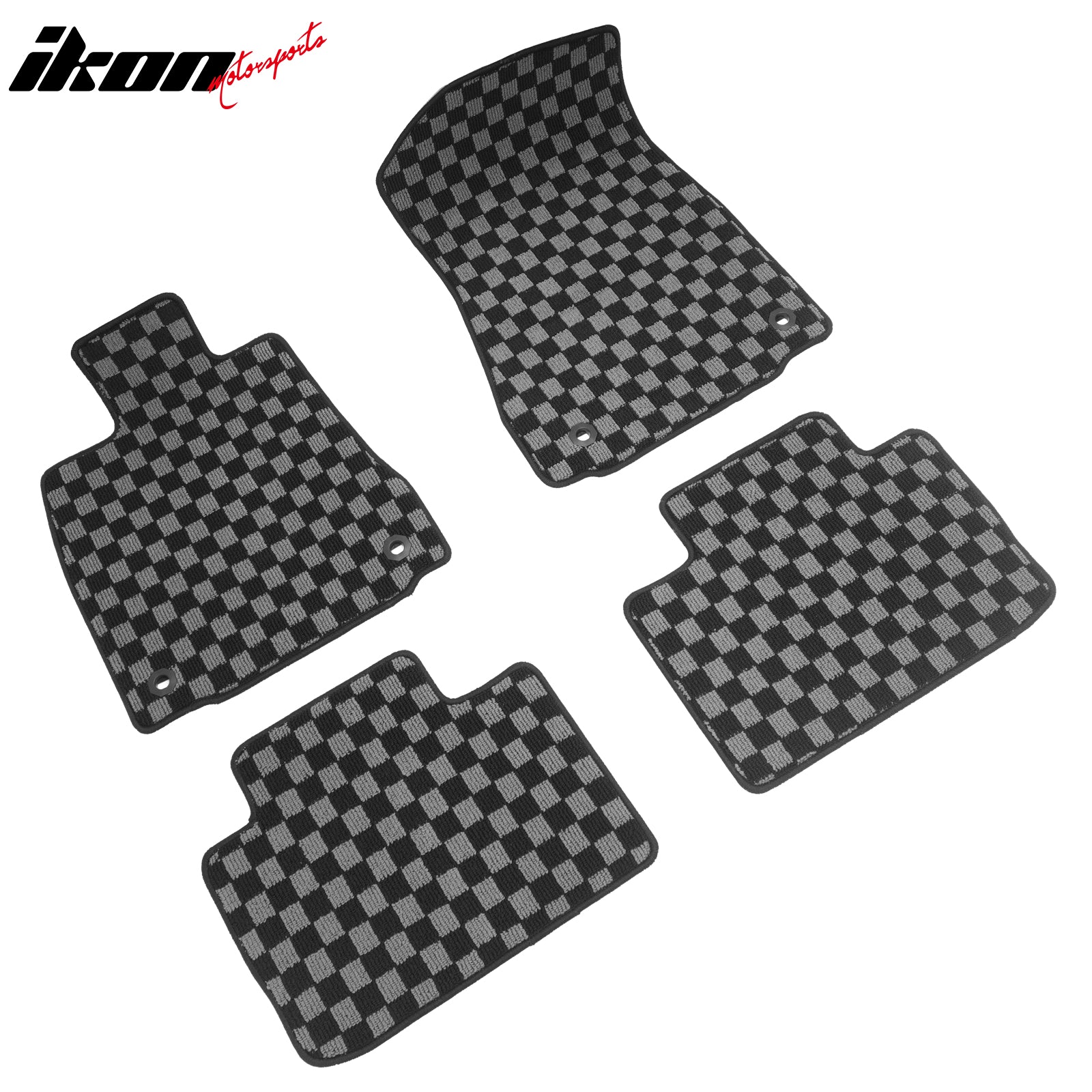 Fits 14-25 Lexus IS300 IS350 RWD Floor Mats Carpets Checkered Black Gray Plaid