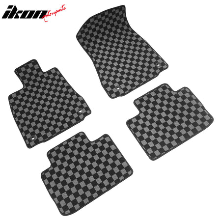 Fits 14-25 Lexus IS300 IS350 RWD Floor Mats Carpets Checkered Black Gray Plaid