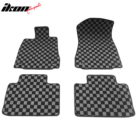 Fits 14-25 Lexus IS300 IS350 RWD Floor Mats Carpets Checkered Black Gray Plaid