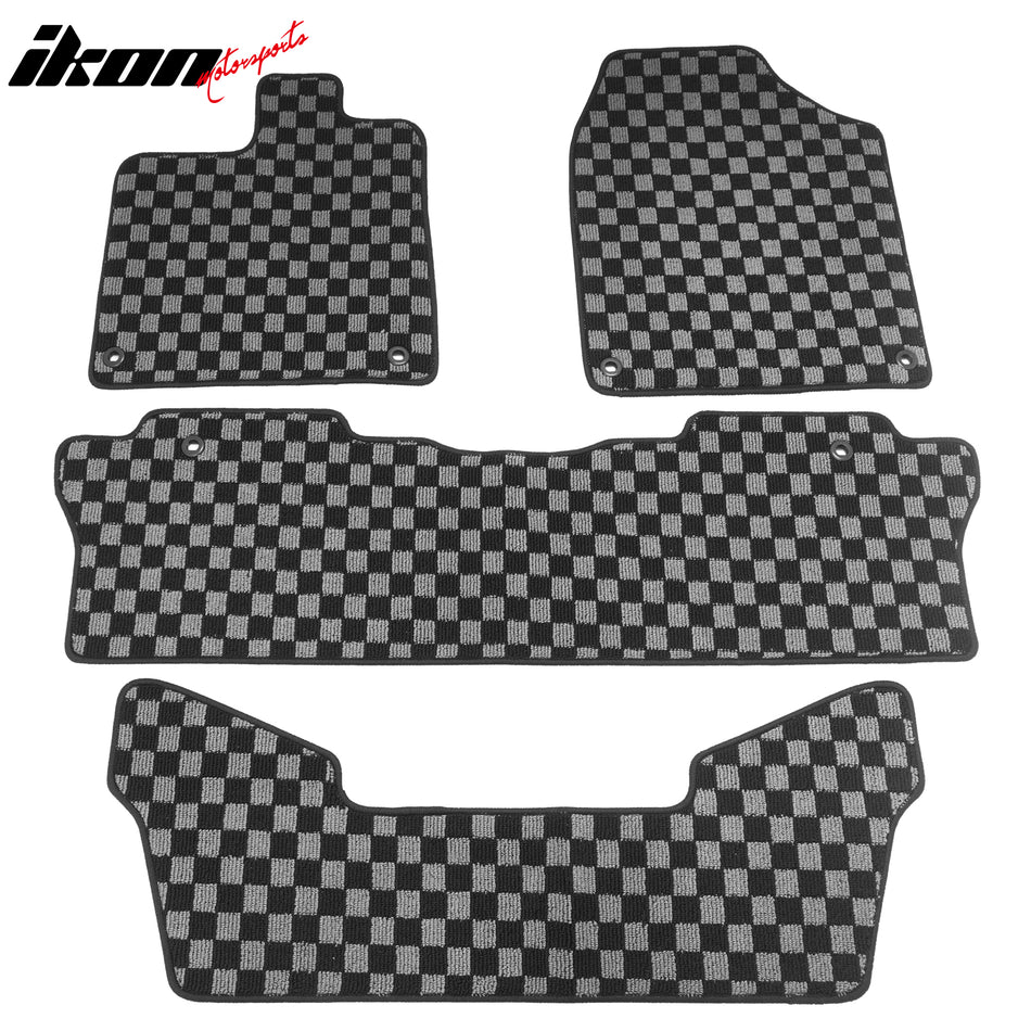 2016-2022 Honda Pilot 7 Passengers Floor Mats Carpet Black Gray Plaid Polypropylene