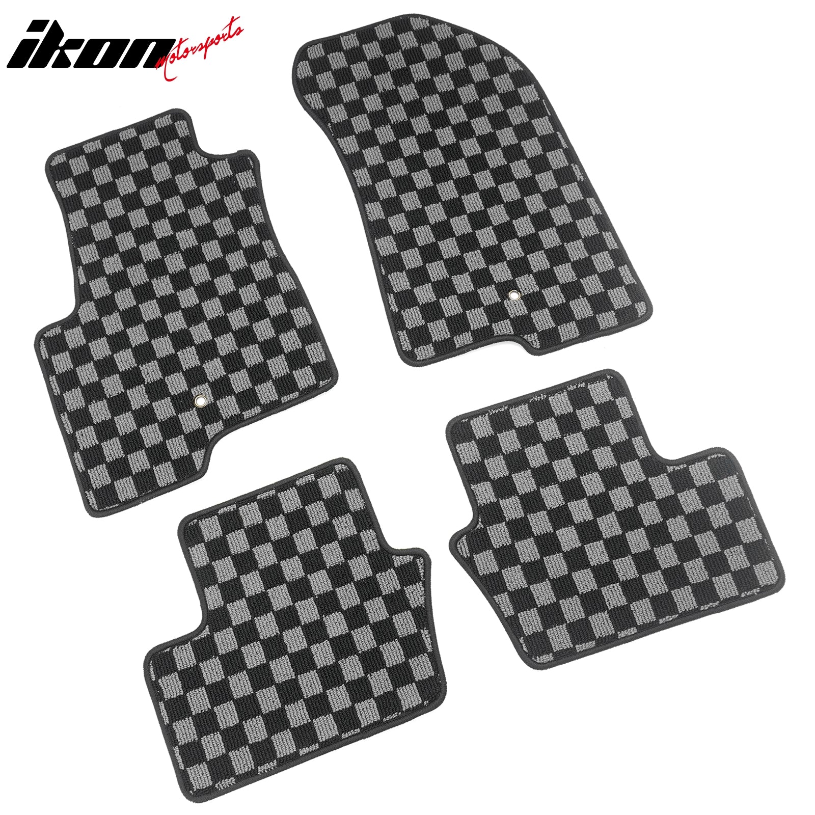 Fits 07-16 Jeep Compass Patriot Floor Mats Carpets Checkered Black Gray Plaid