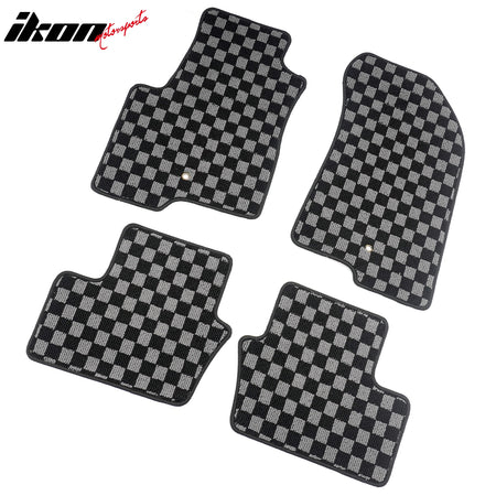 Fits 07-16 Jeep Compass Patriot Floor Mats Carpets Checkered Black Gray Plaid