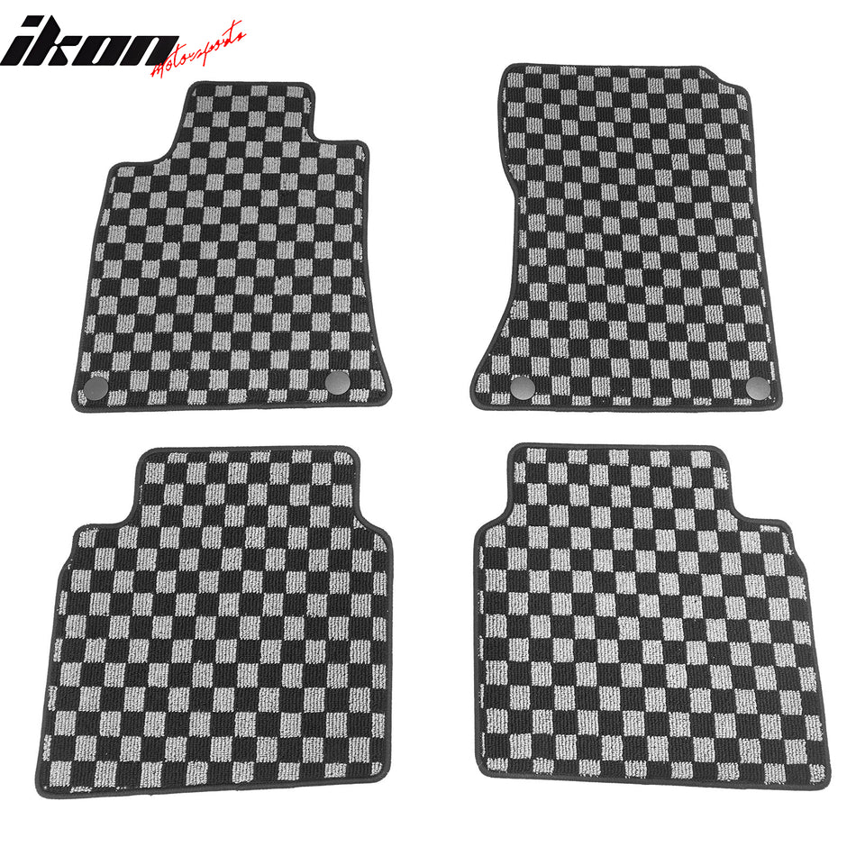 2019-2025 Nissan Altima Floor Mats Carpet Black Gray Plaid Polypropylene