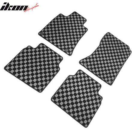 Fits 19-25 Nissan Altima Floor Mats Non-Slip Carpets Checkered Black Gray Plaid