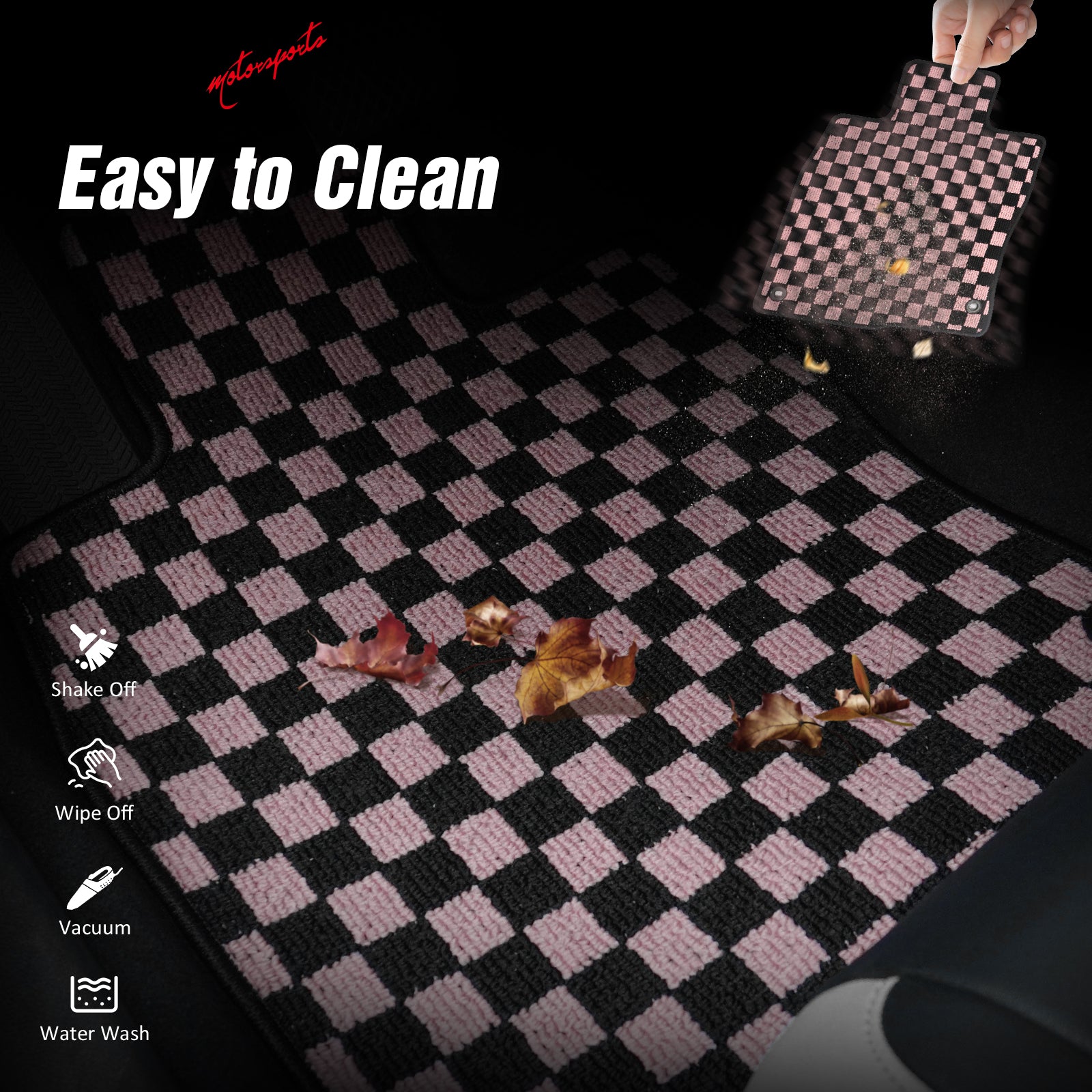 Fits 08-15 Chevy Cruze & 16 Limited Floor Mats Checkered Carpet Black Pink Plaid