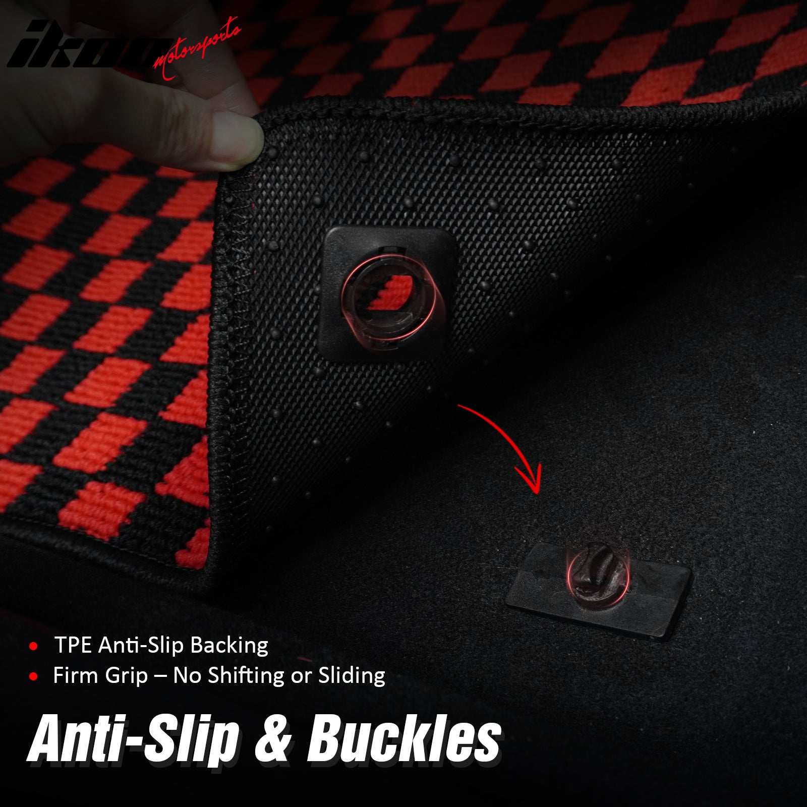 Fits 97-04 Chevrolet Corvette Car Floor Mats Checkered Carpets Black Red Plaid