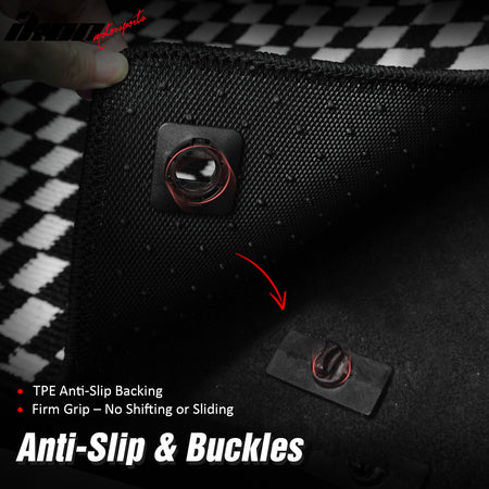 Fits 12-18 Ford Focus Anti-slip Floor Mats Checkered Carpets Black White Plaid