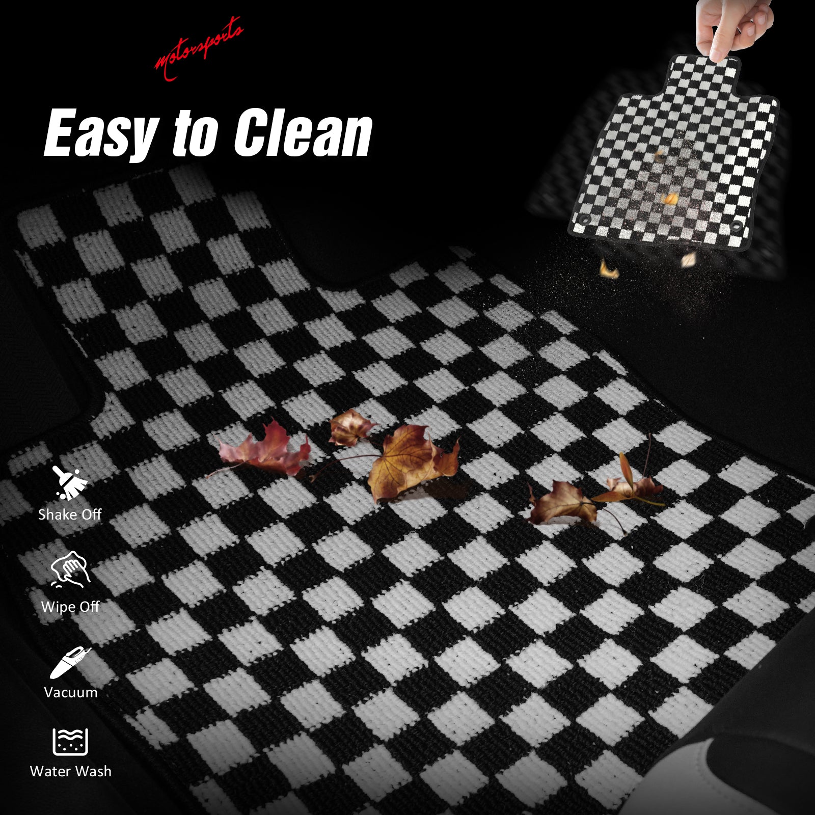 Fits 12-18 Ford Focus Anti-slip Floor Mats Checkered Carpets Black White Plaid