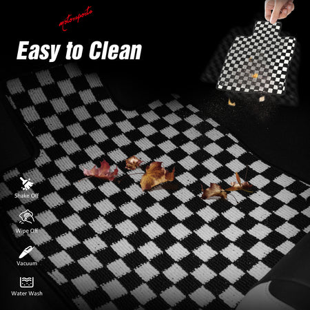 Fits 12-18 Ford Focus Anti-slip Floor Mats Checkered Carpets Black White Plaid