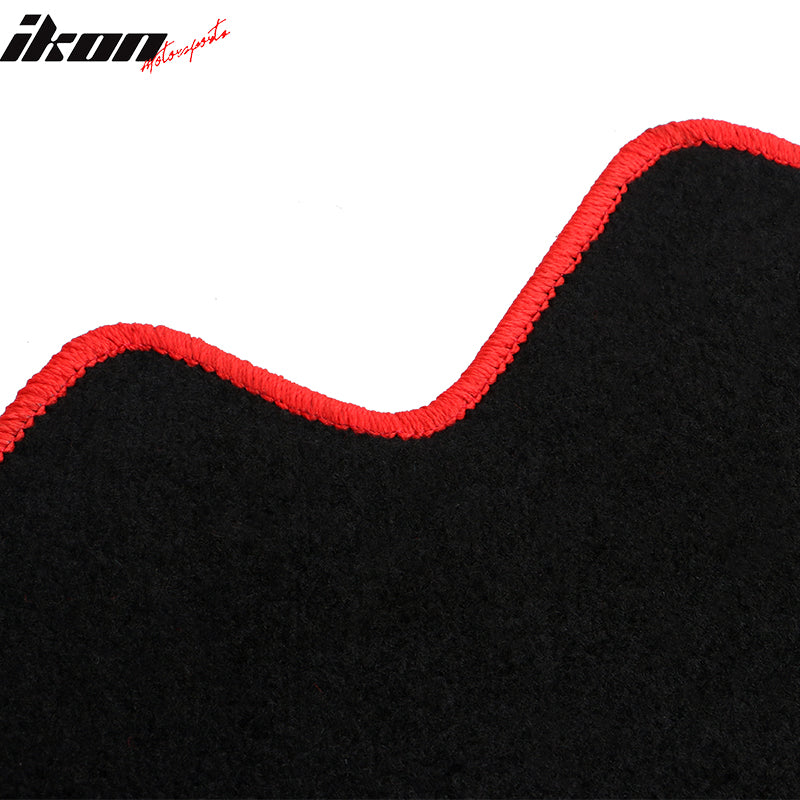 Fits 17-23 Tesla Model 3 Floor Mats Black Nylon Carpets Liner Guard w/ Red Edge