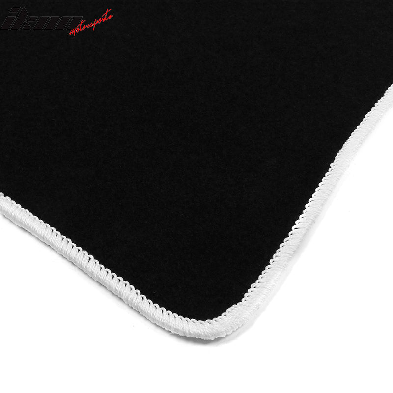 For 12-19 Tesla Model S Floor Mats Carpet Front Rear Nylon Black W/ White Border