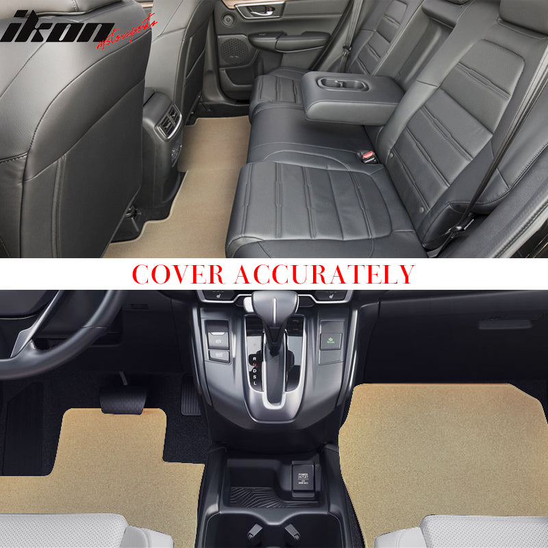 IKON MOTORSPORTS, Floor Mats Compatible With 2017-2022 Honda CR-V, Nylon Carpet Front & Rear 3PC Set, 2018 2019 2020