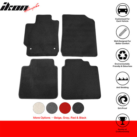 IKON MOTORSPORTS, Floor Mats Compatible With 2007-2011 Toyota Camry, Nylon Carpet Front & Rear 4PC Set, 2008 2009 2010