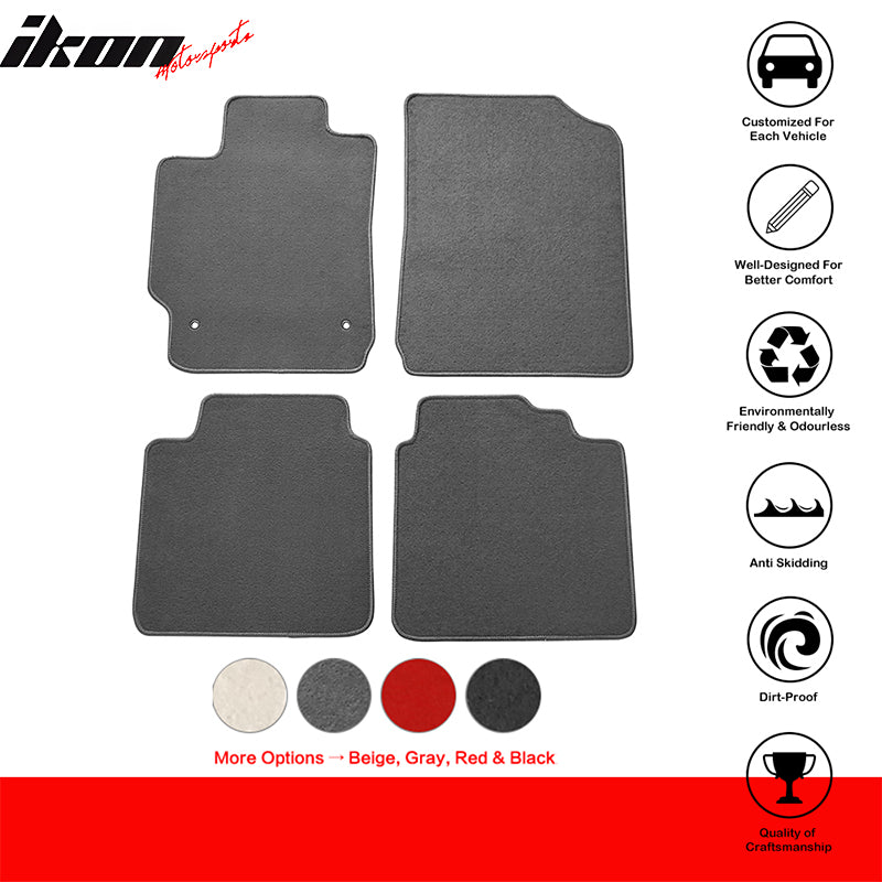 IKON MOTORSPORTS, Floor Mats Compatible With 2007-2011 Toyota Camry, Nylon Carpet Front & Rear 4PC Set, 2008 2009 2010