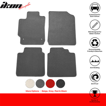 IKON MOTORSPORTS, Floor Mats Compatible With 2007-2011 Toyota Camry, Nylon Carpet Front & Rear 4PC Set, 2008 2009 2010