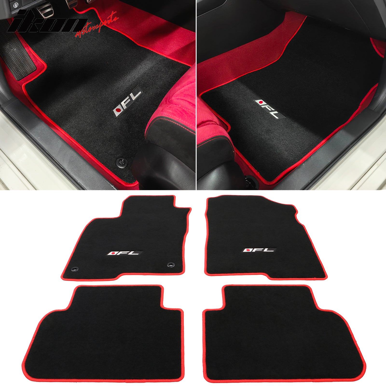 With Rear Set Honda Mats Nylon Motorsports MOTORSPORTS, 2022-2024 Ikon Floor Carpet – 4PC Front Protection Compatible Civic, & IKON Flooring