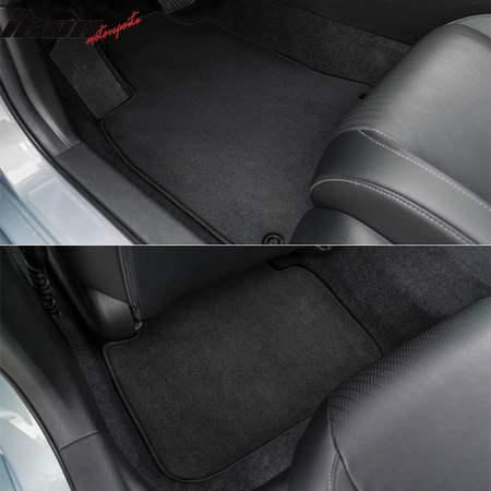 Fits 22-24 Honda Civic Nylon Floor Mats Carpet 4PC - Black&Beige&Gray&Black w/ Red