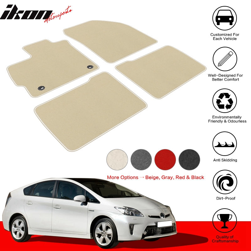 Fits 12-15 Toyota Prius Nylon Car Floor Mats Liner Front Rear Carpets Set