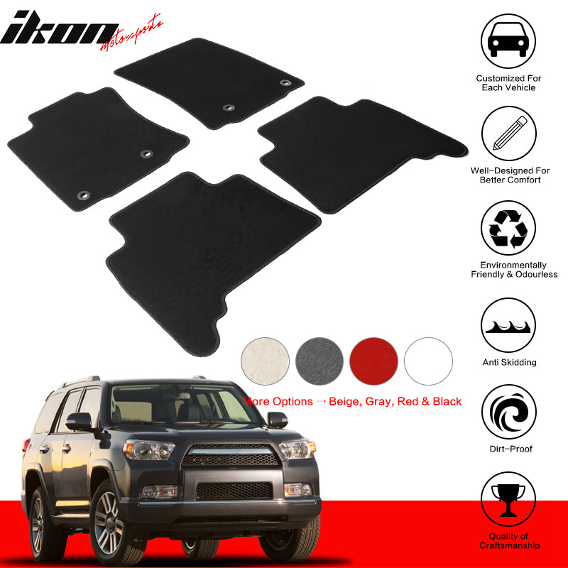 IKON MOTORSPORTS, Floor Mats Compatible With 2010-2023 Toyota 4Runner, Nylon Car Auto Front Rear Carpets Liner 4PC