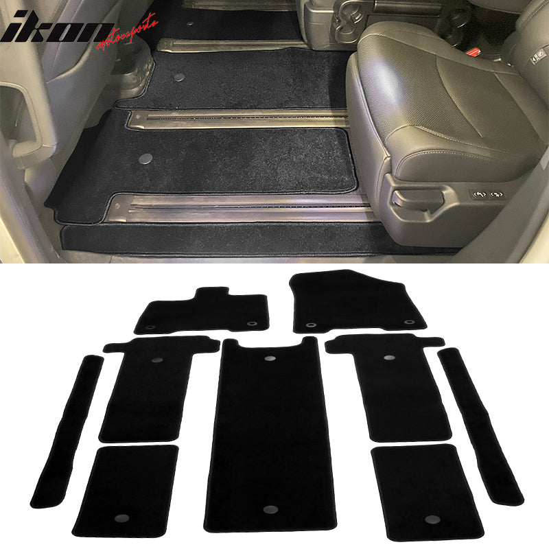 IKON MOTORSPORTS, Floor Mats Compatible With 2021-2023 Toyota Sienna, Nylon Car Auto Front Rear Carpets Liner 9PC Set
