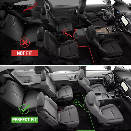 IKON MOTORSPORTS, Floor Mats Compatible With 2021-2026 Toyota Sienna 7 Passenger, Gray/Grey Nylon Car Auto Front Rear Carpets Liner 9PC Set Protector, 2022