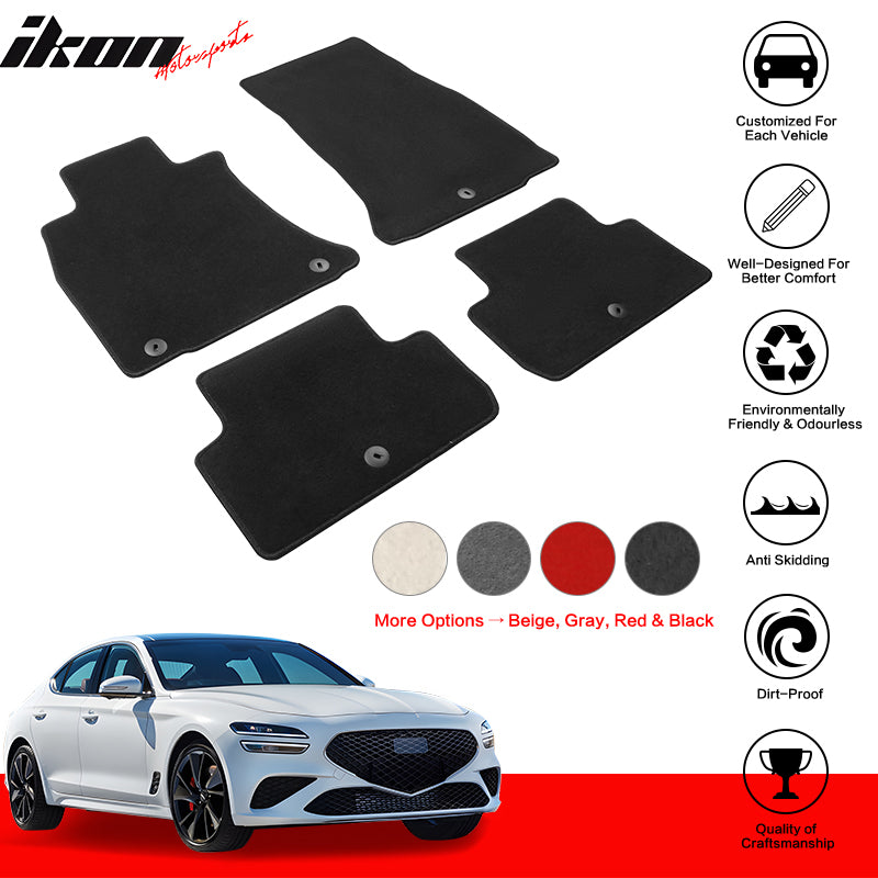 2019-2023 Genesis G70 4PC Black Front Rear Car Floor Mats Carpet Nylon