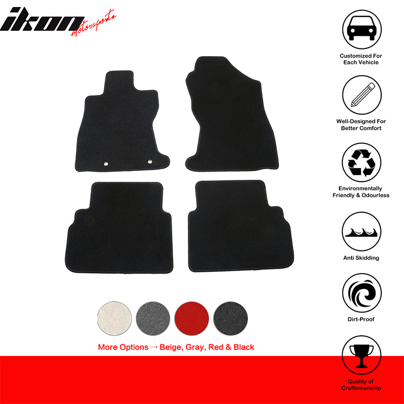 IKON MOTORSPORTS, Floor Mats Compatible With 2022-2023 Subaru WRX, Nylon 1st 2nd Row Car Foot Liners Carpet 4PCS Full Set