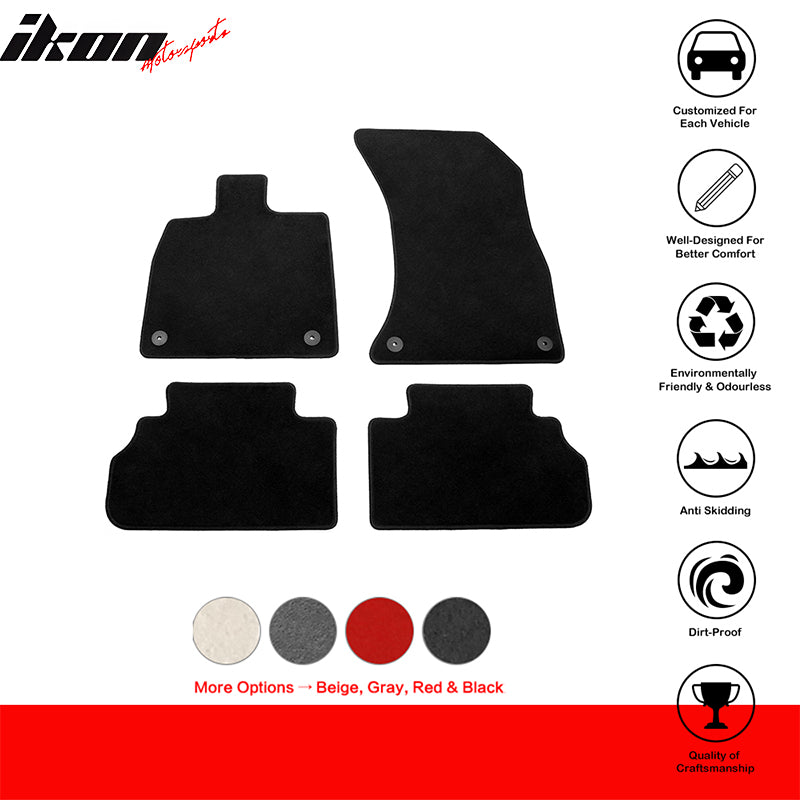 IKON MOTORSPORTS, Floor Mats Compatible With 2018-2023 Audi Q5, Nylon Front & Back Row Car Foot Liners Carpet 4PCS Full Set, 2019 2020 2021 2022