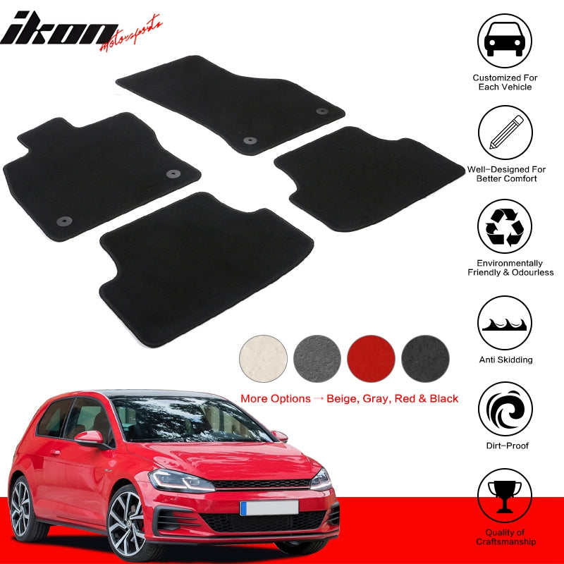 Car Floor Mat for 2015-2023 Volkswagen GTI Black Nylon Front Rear  4PC