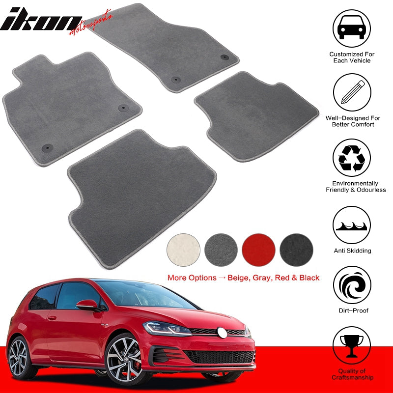 Car Floor Mat for 2015-2023 Volkswagen GTI Gray Nylon Front Rear  4PC