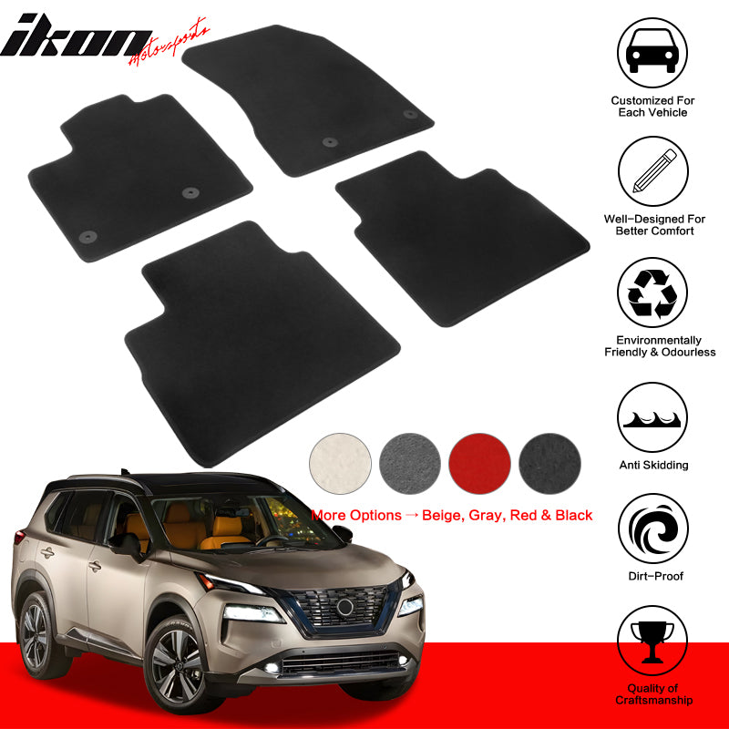 IKON MOTORSPRTS, Floor Mats Compatible With 2021-2023 Nissan Rogue, Car Carpets Liner Guard Protector 1st 2nd Row Front Rear