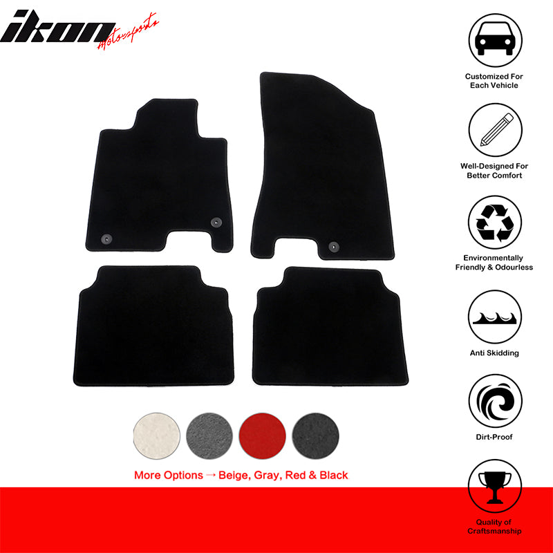 IKON MOTORSPORTS Loop Pile Tufted Car Floor Mats, Compatible with 2013-2018 Nissan Altima Sedan 4-Door, Checkered Black Blue Plaids, All Weather Anti-Slip 4PCS Set Car Protector Carpets