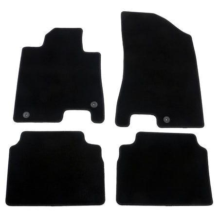 IKON MOTORSPORTS Loop Pile Tufted Car Floor Mats, Compatible with 2013-2018 Nissan Altima Sedan 4-Door, Checkered Black Blue Plaids, All Weather Anti-Slip 4PCS Set Car Protector Carpets