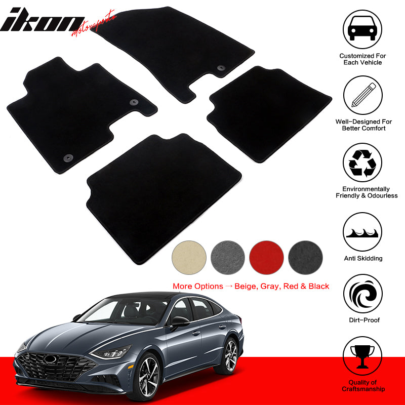 IKON MOTORSPORTS, Nylon Car Floor Mats Compatible with 2020-2023 Hyundai Sonata & 2021-2023 Kia K5, OE Style 4PCS Full Set
