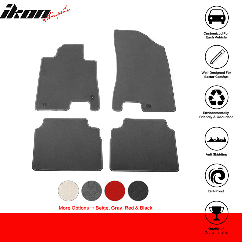 IKON MOTORSPORTS Loop Pile Tufted Car Floor Mats, Compatible with 2013-2018 Nissan Altima Sedan 4-Door, Checkered Black Blue Plaids, All Weather Anti-Slip 4PCS Set Car Protector Carpets